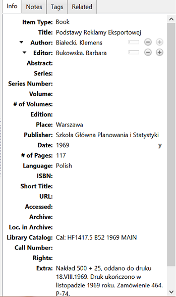 My metadata in Zotero