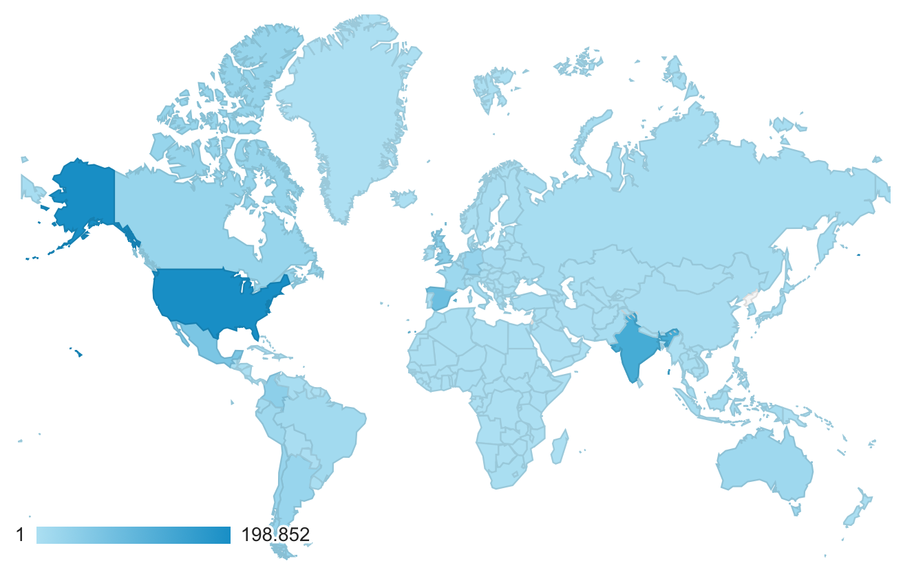 A world map with PH visits.