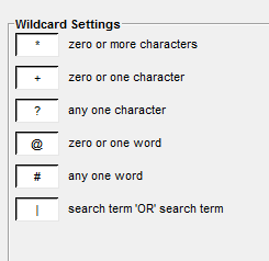 Adjusting the wildcard settings.