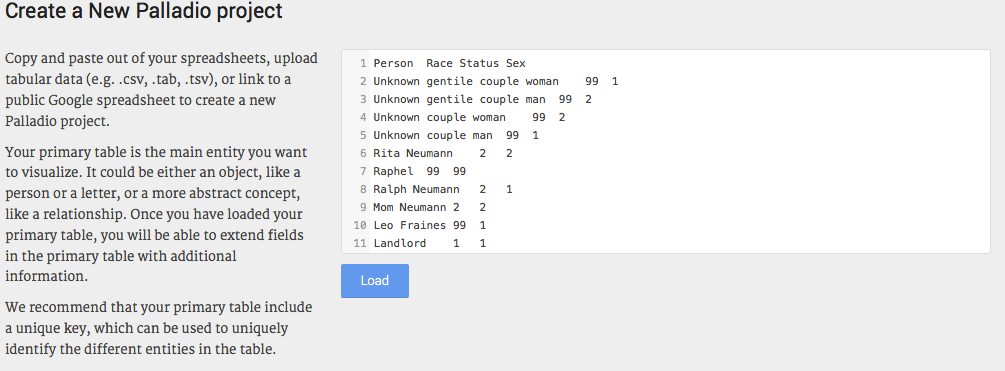 Figure 6: Loading attribute data into Palladio.