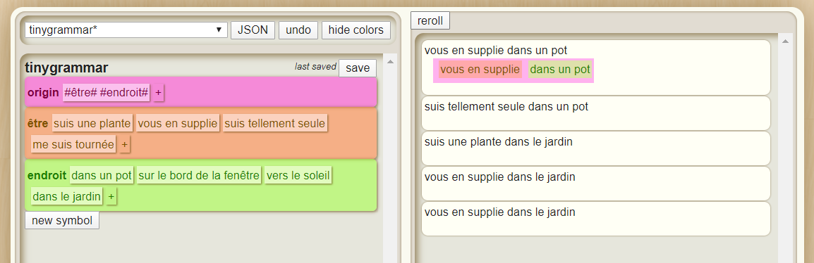 Construction de la grammaire pour le bot PlanteEnPot